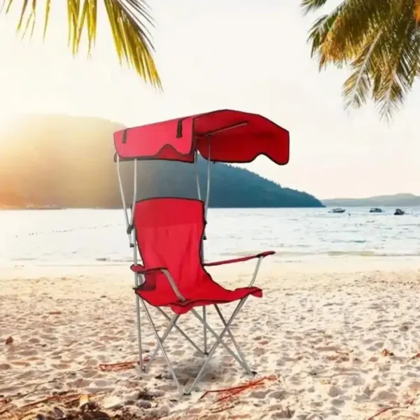 Folding beach chair with shade sun protection – Image 4